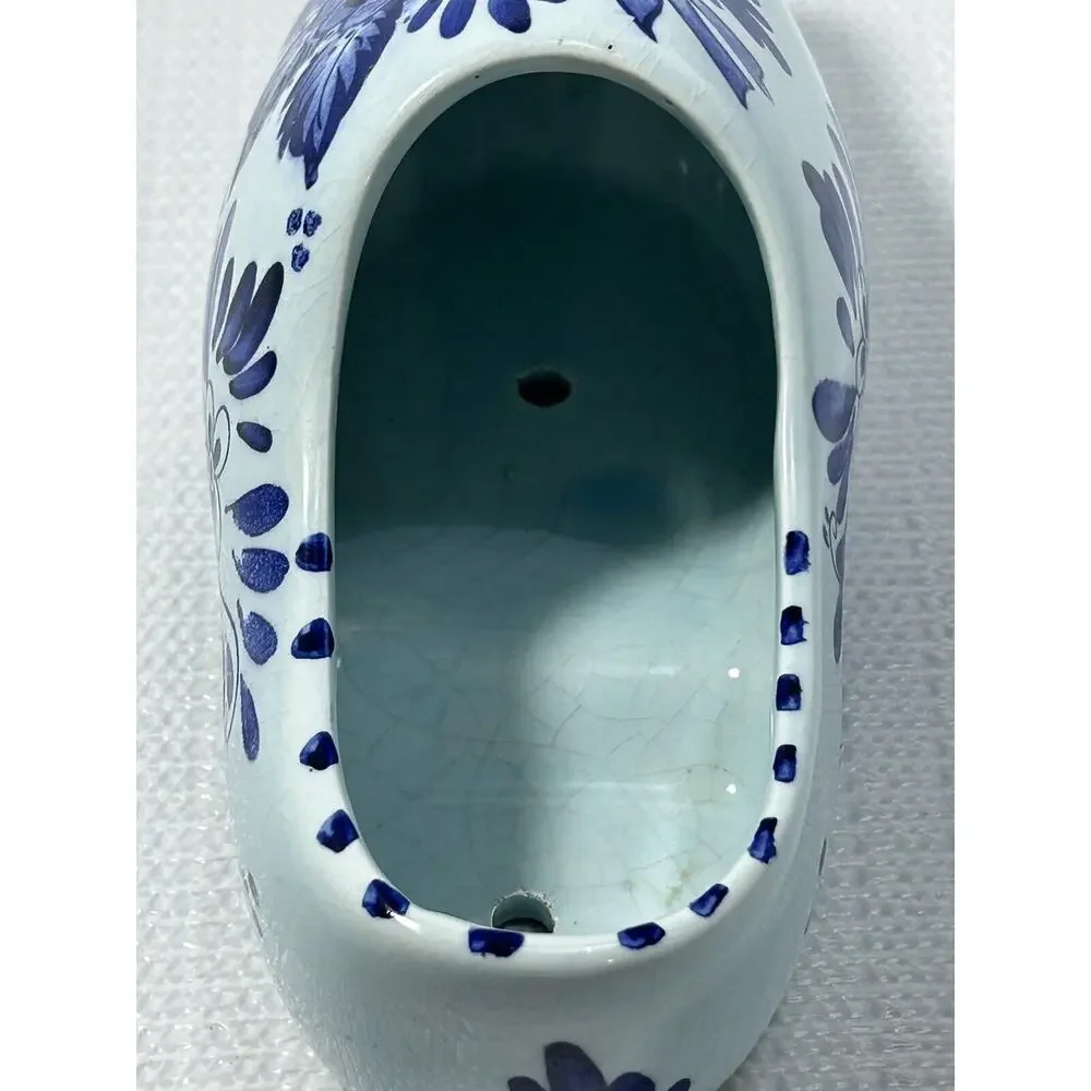 Vintage Hand Painted Delft Blauw Ceramic Dutch Clog Shoe 6.5 Long Hanging Decor - Picture 5 of 9